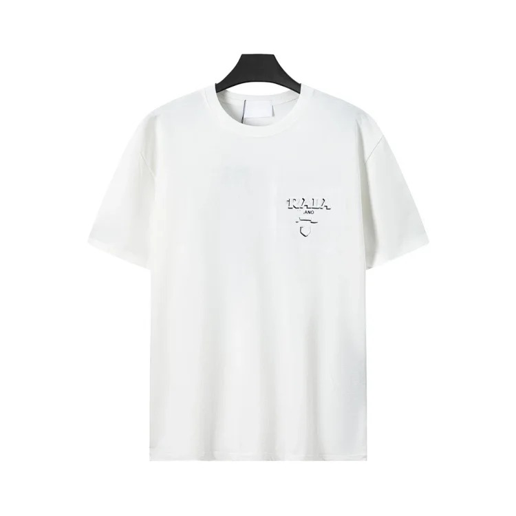 Prada Metal triangle logo series style P short-sleeved T-shirts for men and women