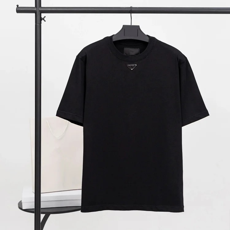 Prada Metal triangle logo series style P short-sleeved T-shirts for men and women