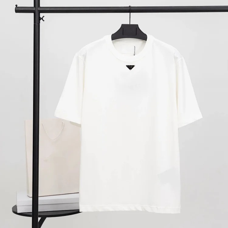 Prada Metal triangle logo series style P short-sleeved T-shirts for men and women