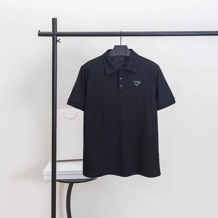 Prada Metal triangle logo series style P short-sleeved T-shirts for men and women
