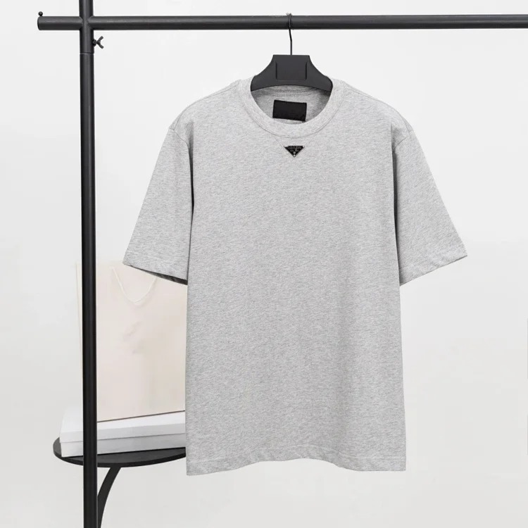 Prada Metal triangle logo series style P short-sleeved T-shirts for men and women