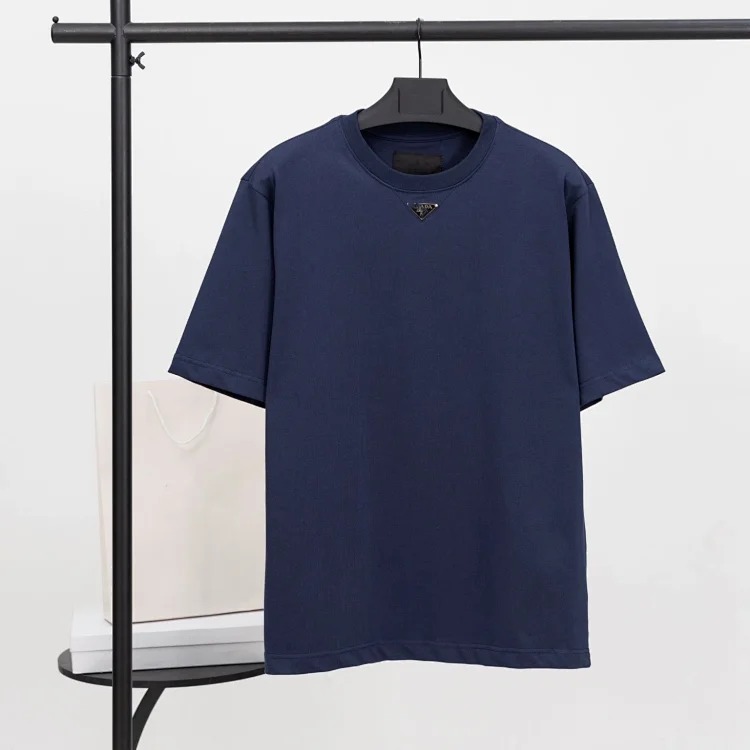 Prada Metal triangle logo series style P short-sleeved T-shirts for men and women