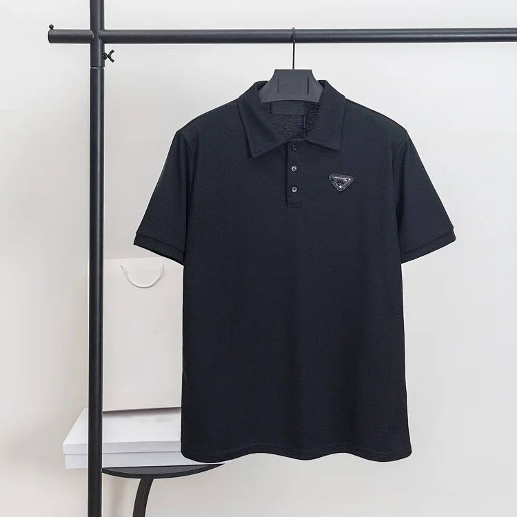 Prada Metal triangle logo series style P short-sleeved T-shirts for men and women
