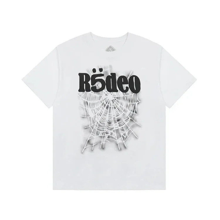 Spider web print summer loose and trendy short-sleeved T-shirt for men and women couples