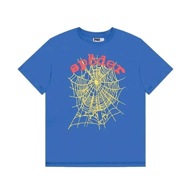 Spider web print summer loose and trendy short-sleeved T-shirt for men and women couples