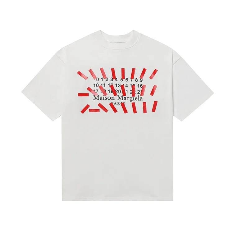 MM6 digital pattern round neck men's and women's trendy short-sleeved T-shirt series