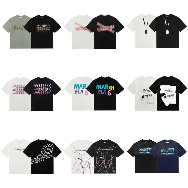 MM6 digital pattern round neck men's and women's trendy short-sleeved T-shirt series