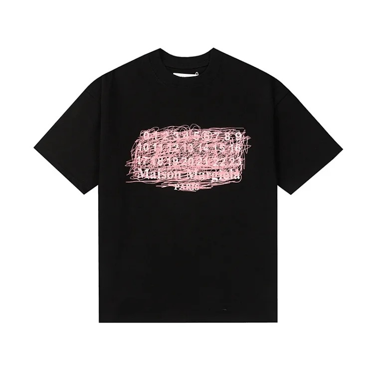 MM6 digital pattern round neck men's and women's trendy short-sleeved T-shirt series