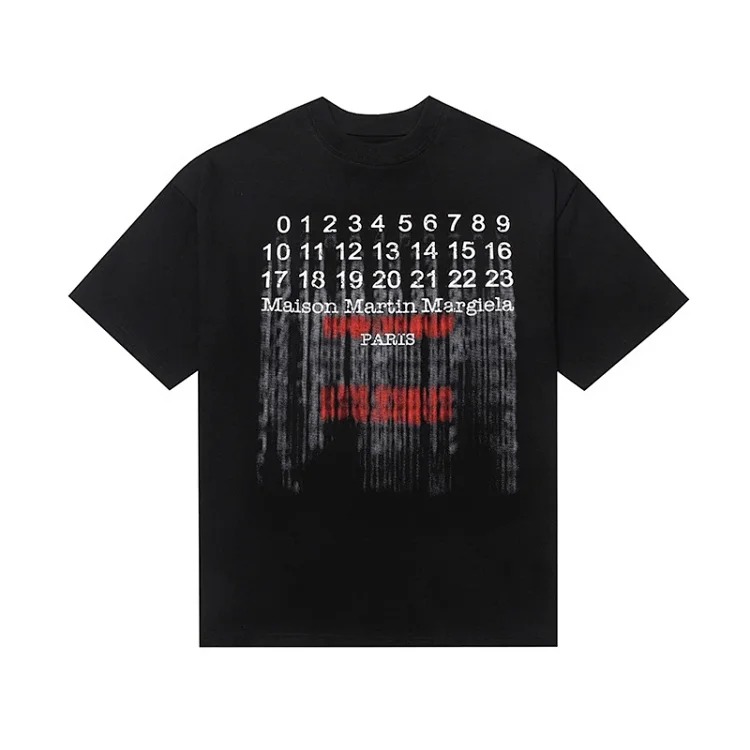 MM6 digital pattern round neck men's and women's trendy short-sleeved T-shirt series