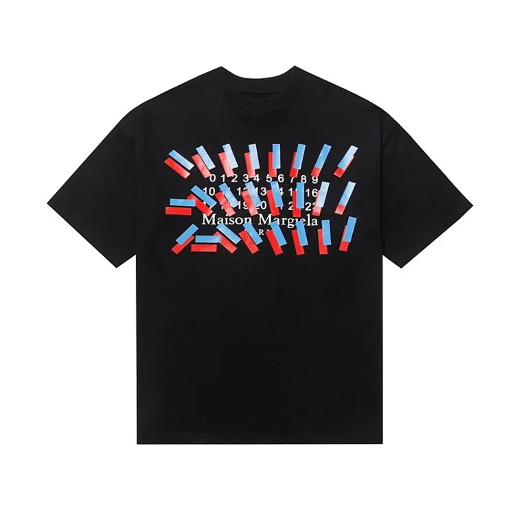 MM6 digital pattern round neck men's and women's trendy short-sleeved T-shirt series