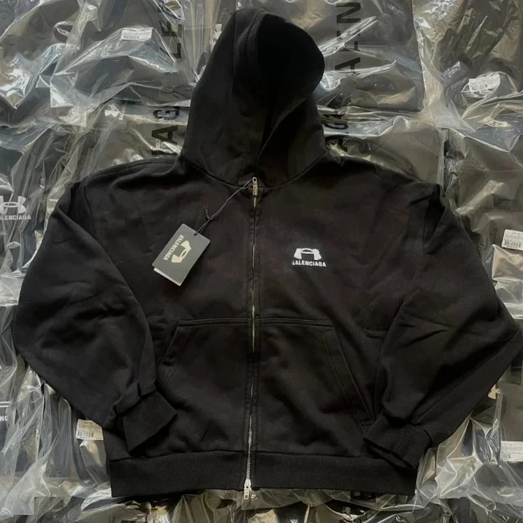 Embroidered sweatshirt zipper hoodie loose OS fit zipper sweatshirt jacket