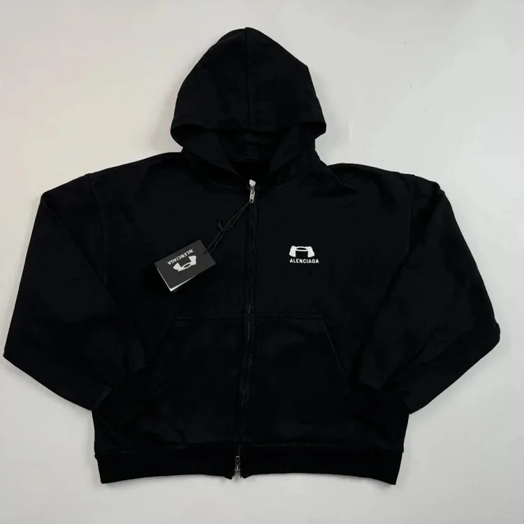 Embroidered sweatshirt zipper hoodie loose OS fit zipper sweatshirt jacket image 2