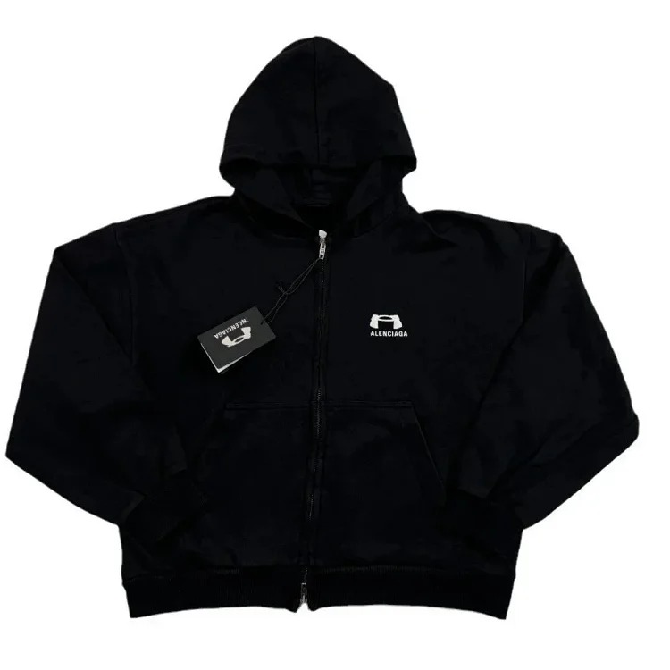 Embroidered sweatshirt zipper hoodie loose OS fit zipper sweatshirt jacket image 7