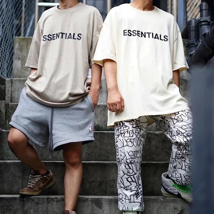 FEAR OF GOD FOG ESSENTIALS multi-line chest silicone letters loose high street short-sleeved T-shirt trendy