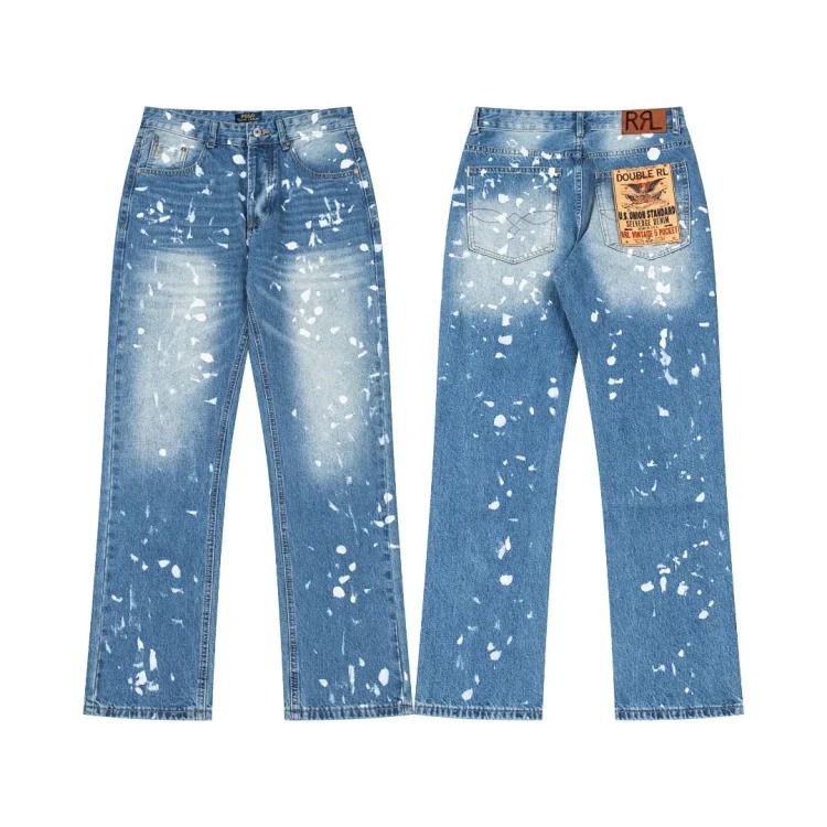 Ralph Lauren spring and retro patch blue washed straight loose jeans couple style(pic2) Ralph Lauren spring and retro patch blue washed straight loose jeans couple style