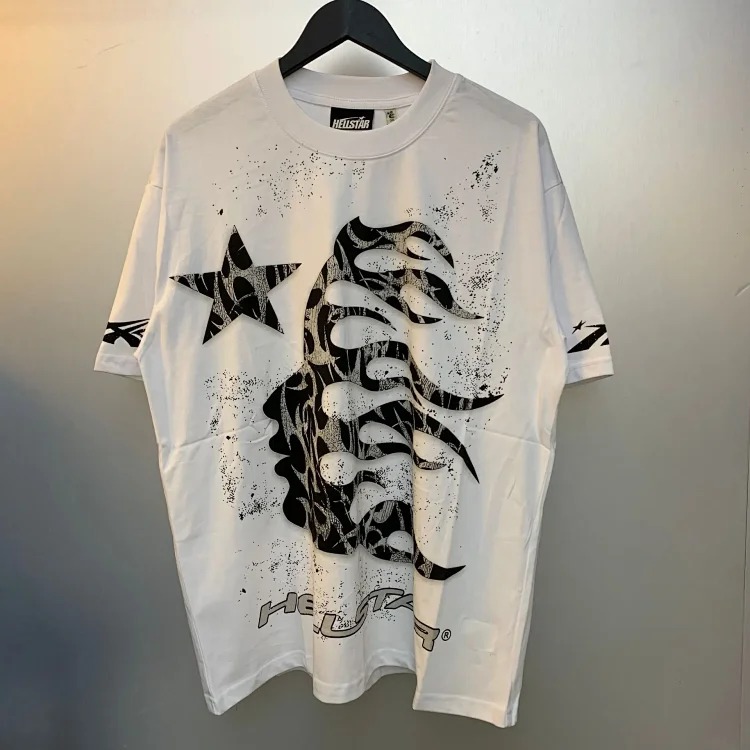 Heavy retro Hell Star Future Man print casual loose round neck short-sleeved T-shirt