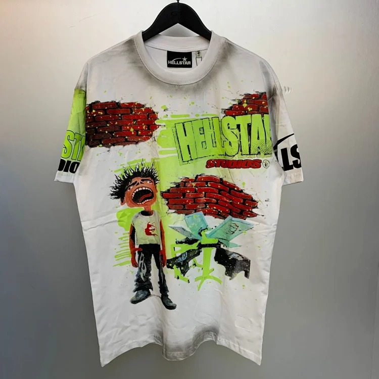 Heavy retro Hell Star Future Man print casual loose round neck short-sleeved T-shirt