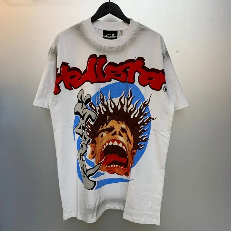 Heavy retro Hell Star Future Man print casual loose round neck short-sleeved T-shirt