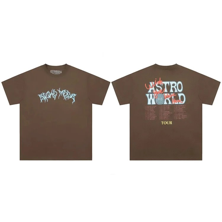 Travis Scott ts Cactus Jack shirt Fujiwara Hiroshi lightning joint TS men's and women's short-sleeved T-shirt