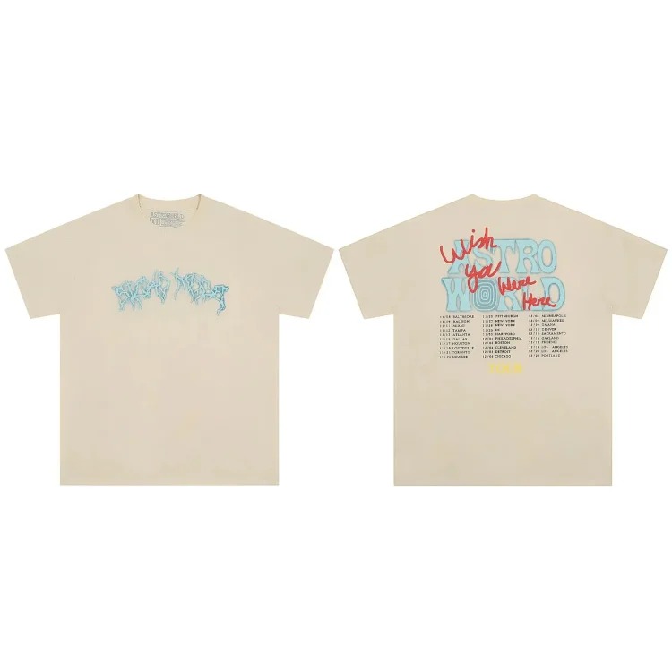 Travis Scott ts Cactus Jack shirt Fujiwara Hiroshi lightning joint TS men's and women's short-sleeved T-shirt