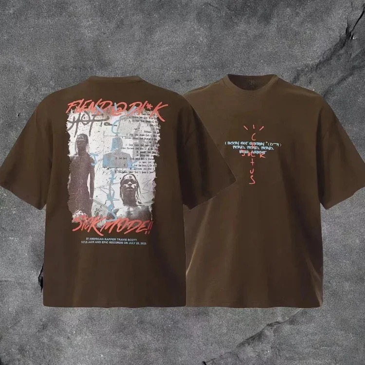 Travis Scott ts Cactus Jack shirt Fujiwara Hiroshi lightning joint TS men's and women's short-sleeved T-shirt