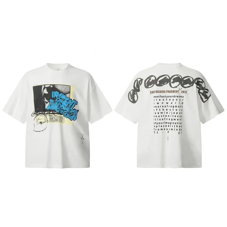 Travis Scott ts Cactus Jack shirt Fujiwara Hiroshi lightning joint TS men's and women's short-sleeved T-shirt