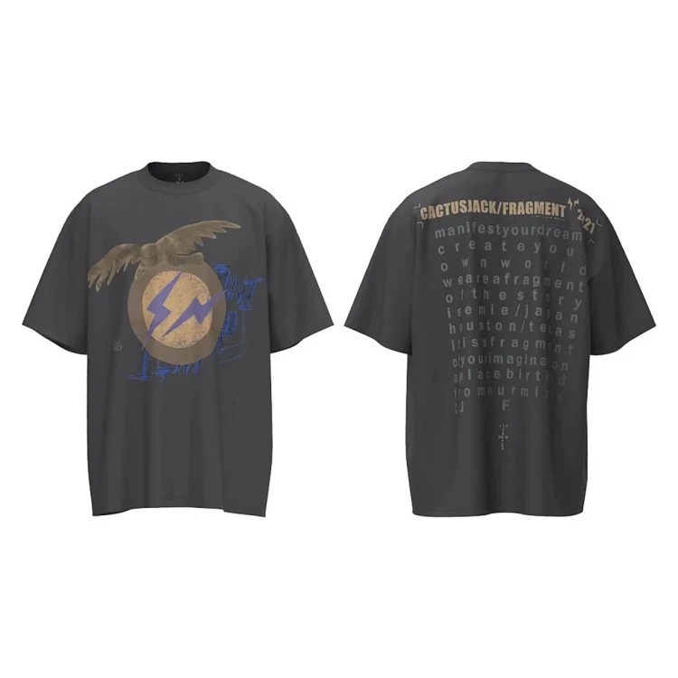 Travis Scott ts Cactus Jack shirt Fujiwara Hiroshi lightning joint TS men's and women's short-sleeved T-shirt