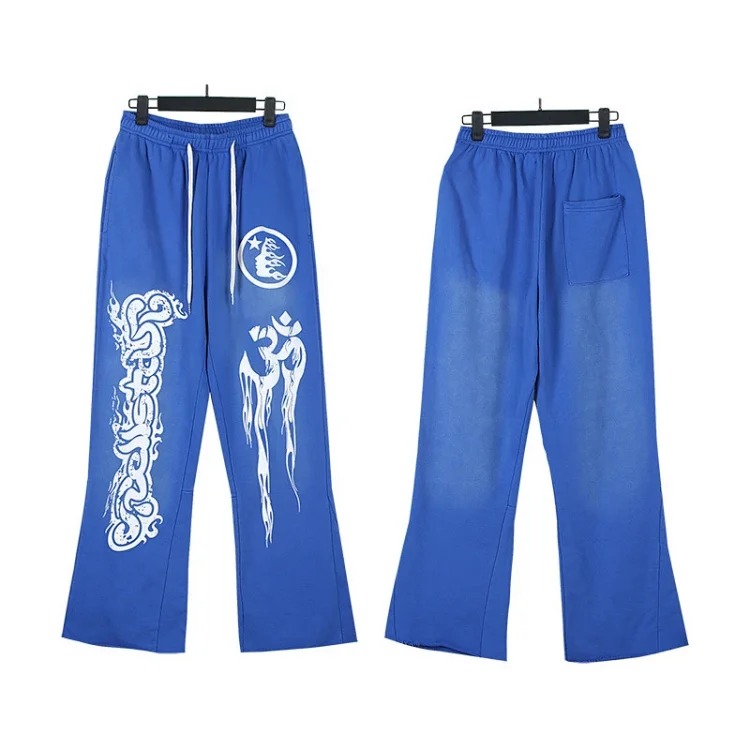 Washed distressed hoodie sweatshirt trousers suit men and women trendy brand