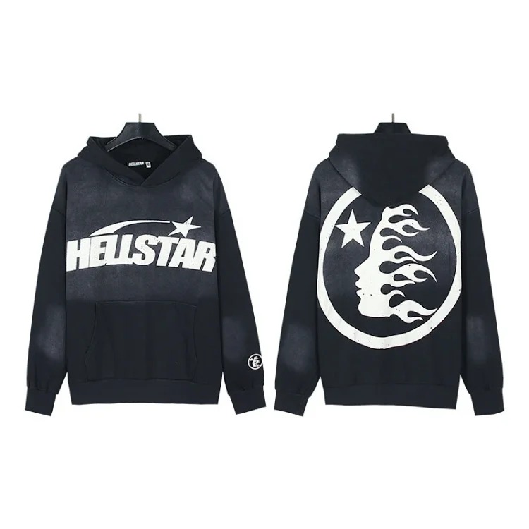 Washed distressed hoodie sweatshirt trousers suit men and women trendy brand