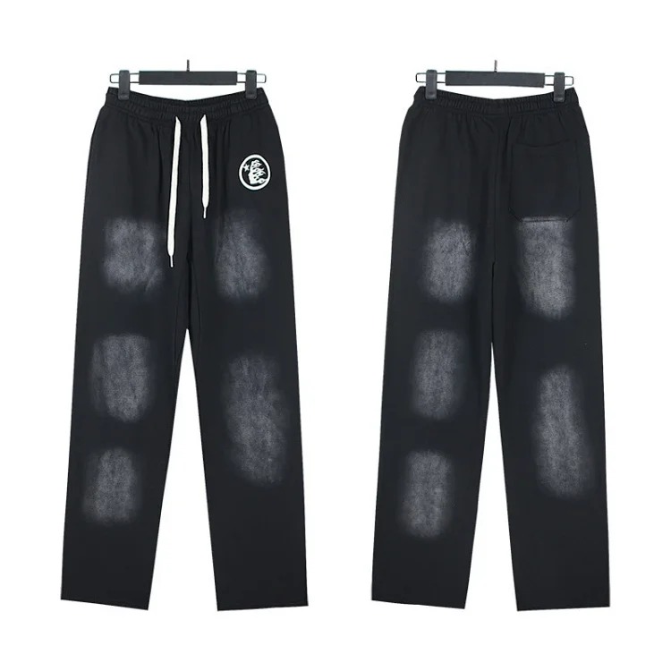 Washed distressed hoodie sweatshirt trousers suit men and women trendy brand