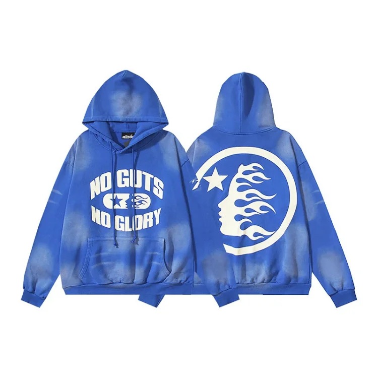 Washed distressed hoodie sweatshirt trousers suit men and women trendy brand