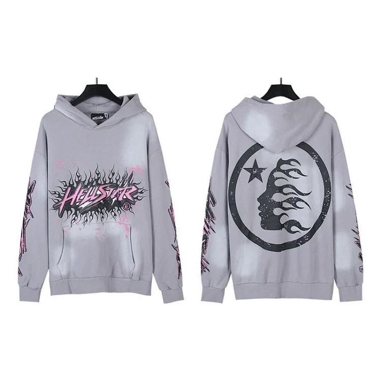 Washed distressed hoodie sweatshirt trousers suit men and women trendy brand