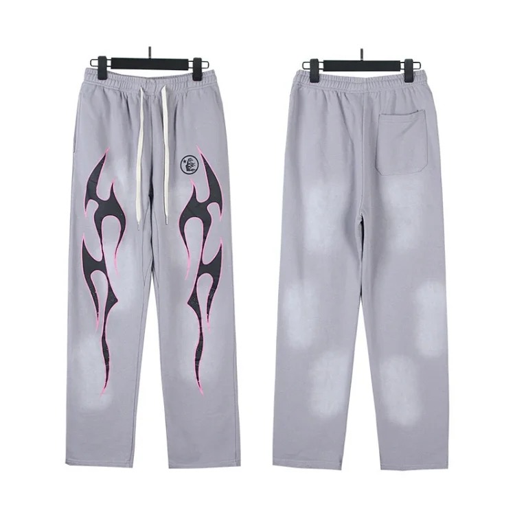 Washed distressed hoodie sweatshirt trousers suit men and women trendy brand