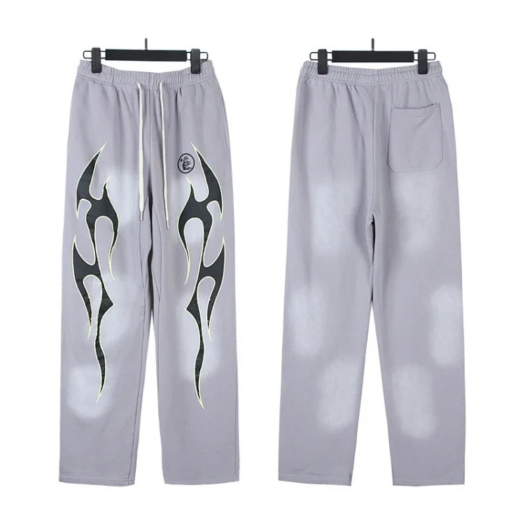 Washed distressed hoodie sweatshirt trousers suit men and women trendy brand
