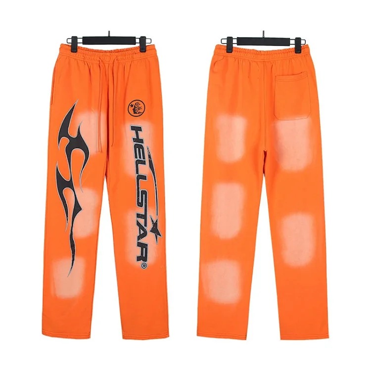 Washed distressed hoodie sweatshirt trousers suit men and women trendy brand