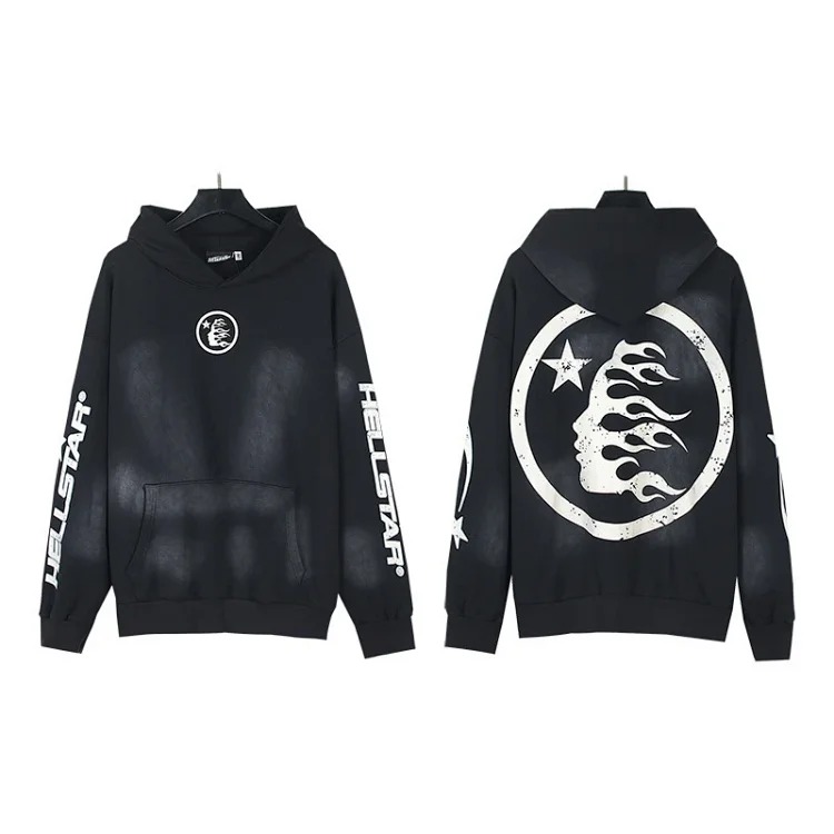Washed distressed hoodie sweatshirt trousers suit men and women trendy brand