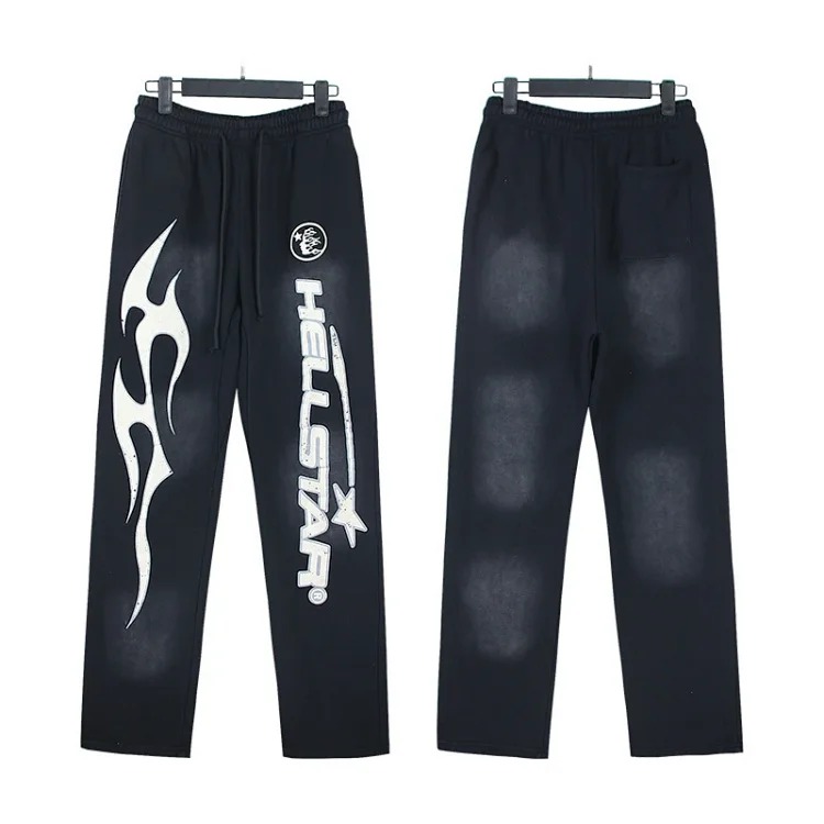 Washed distressed hoodie sweatshirt trousers suit men and women trendy brand