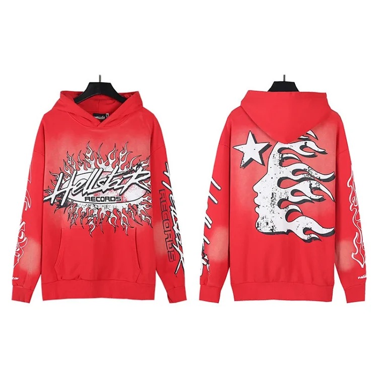 Washed distressed hoodie sweatshirt trousers suit men and women trendy brand