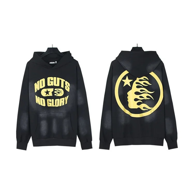 Washed distressed hoodie sweatshirt trousers suit men and women trendy brand