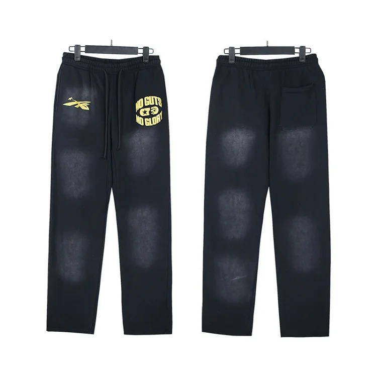 Washed distressed hoodie sweatshirt trousers suit men and women trendy brand