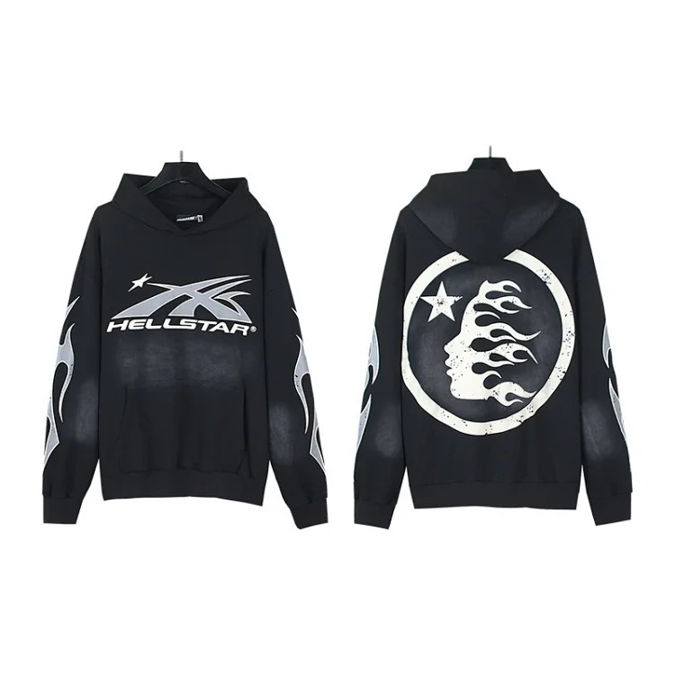 Washed distressed hoodie sweatshirt trousers suit men and women trendy brand