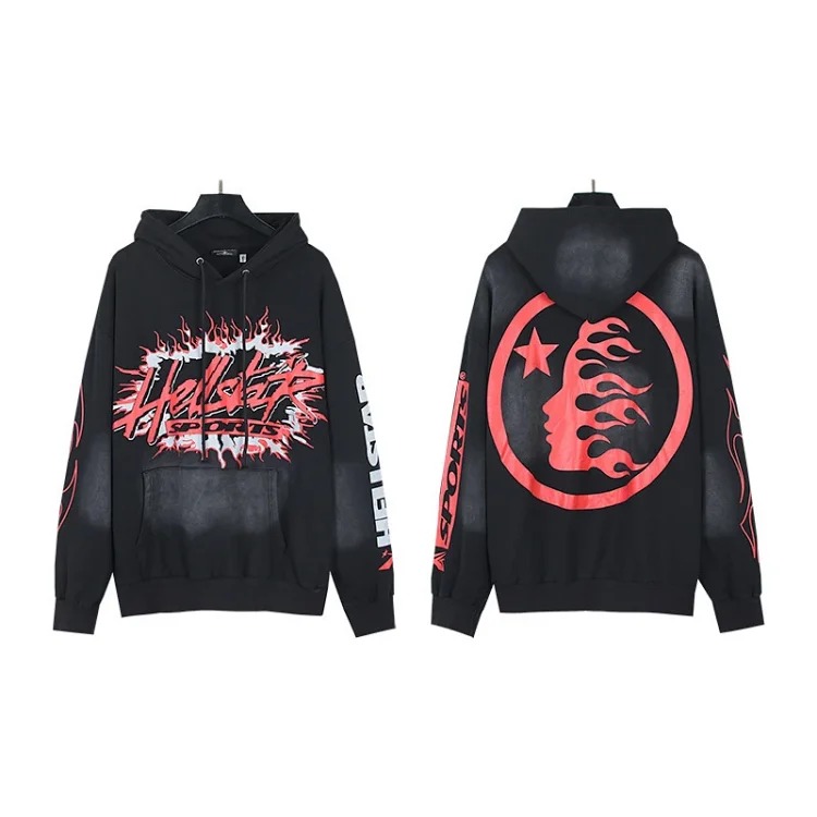 Washed distressed hoodie sweatshirt trousers suit men and women trendy brand