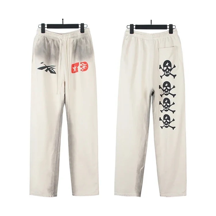 Washed distressed hoodie sweatshirt trousers suit men and women trendy brand