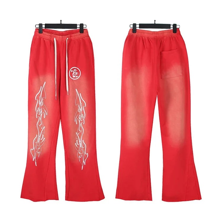 Washed distressed hoodie sweatshirt trousers suit men and women trendy brand