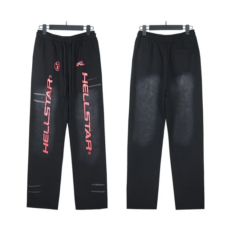 Washed distressed hoodie sweatshirt trousers suit men and women trendy brand