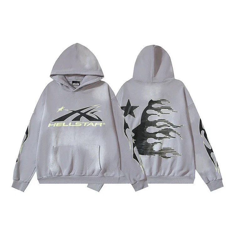 Washed distressed hoodie sweatshirt trousers suit men and women trendy brand