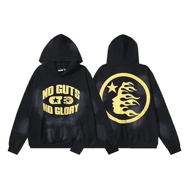 Washed distressed hoodie sweatshirt trousers suit men and women trendy brand