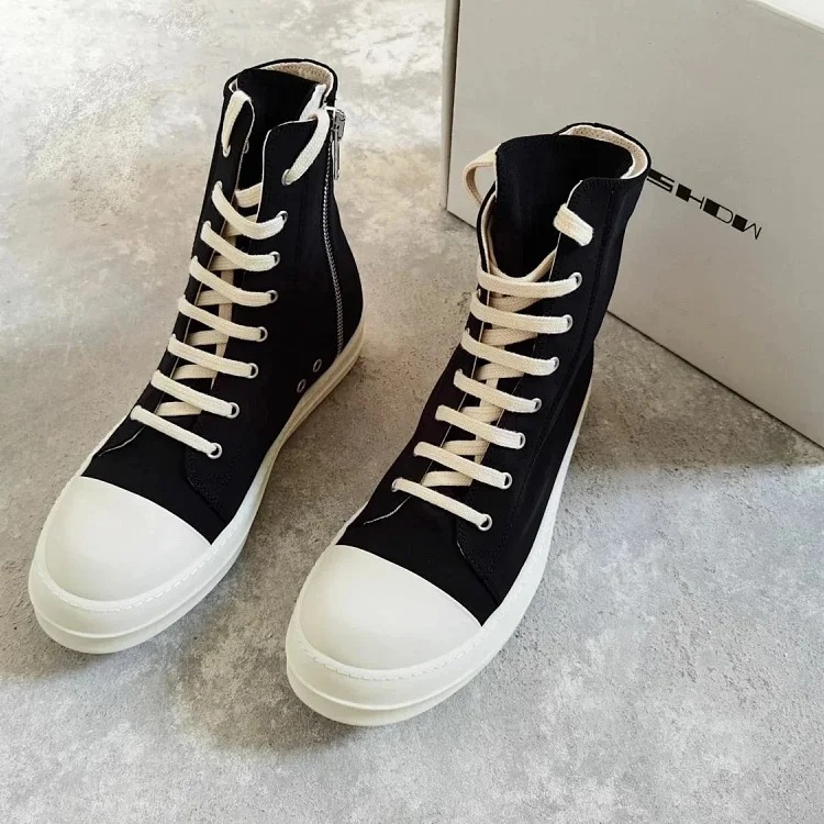 RICK OWENS RO multi-line drkshdw multi-line horizontal stripe satin high-top large Converse