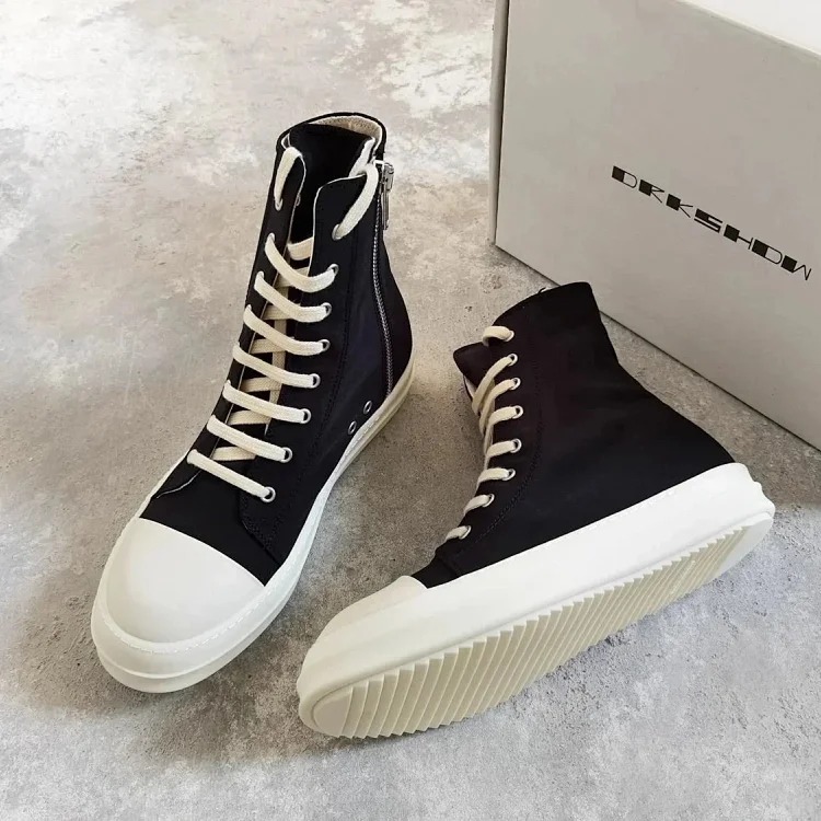 RICK OWENS RO multi-line drkshdw multi-line horizontal stripe satin high-top large Converse