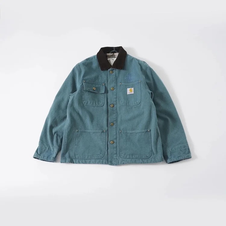Carhartt style canvas American lapel work jacket classic Detroit jacket men's and women's hooded top trendy